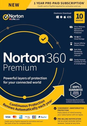 Norton 360 Premium EU-sleutel (2 jaar / 10 apparaten) + 75 GB cloudopslag