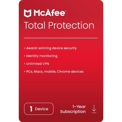 McAfee Total Protection 2024 sleutel (1 jaar / 1 apparaat)