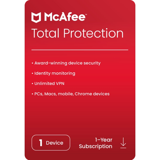 McAfee Total Protection 2024 sleutel (1 jaar / 1 apparaat)