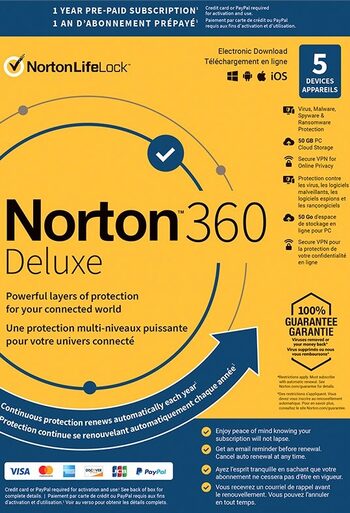 Norton 360 Deluxe US Key (1 jaar / 5 apparaten) + 50 GB cloudopslag